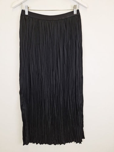 Second-Hand - Veronika Maine Crinkle Pleat Black Midi Skirt Size 10 - SwapUp