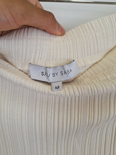 Second-Hand - Saba Milk Ribbed Button Split Skirt Size M - SwapUp