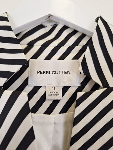 Second-Hand - Perri Cutten Zebra Stripe Silk Single Button Blazer Size 12 - SwapUp