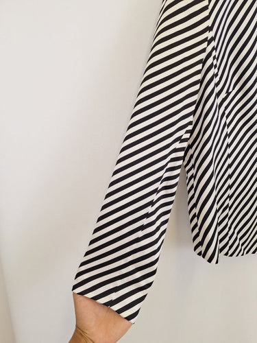 Second-Hand - Perri Cutten Zebra Stripe Silk Single Button Blazer Size 12 - SwapUp