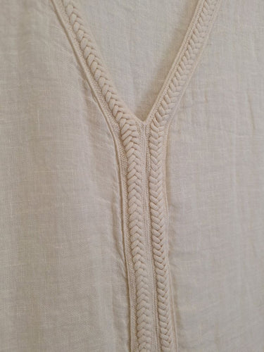 Second-Hand - Haris Cotton Oat Braided Trim Sheer Top Size S - SwapUp