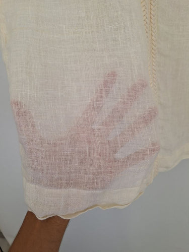 Second-Hand - Haris Cotton Oat Braided Trim Sheer Top Size S - SwapUp
