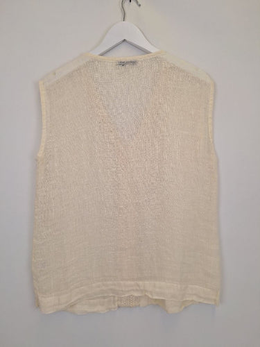 Second-Hand - Haris Cotton Oat Braided Trim Sheer Top Size S - SwapUp