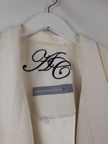 Second-Hand - Anthea Crawford Pearl Textured Open Front Jacket Size 10 - SwapUp