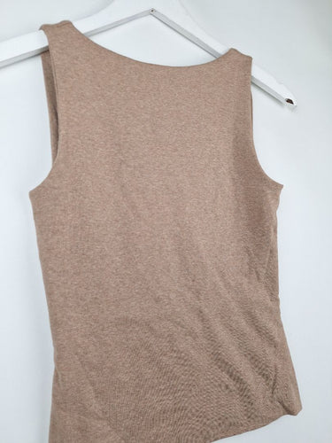 Second-Hand - Kookai Caramel Square Neck Fitted Tank Top Size 8 - SwapUp
