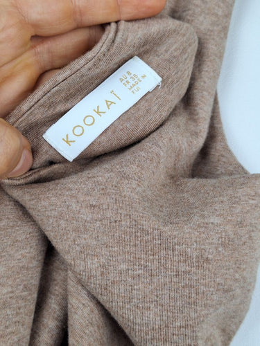 Second-Hand - Kookai Caramel Square Neck Fitted Tank Top Size 8 - SwapUp