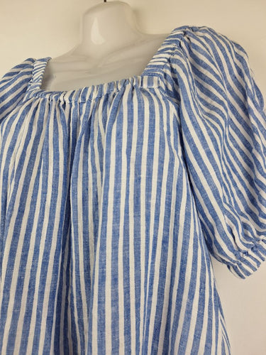 Second-Hand - Seed Nautical Stripe Linen Mini Dress Size 6 - SwapUp