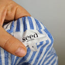 Second-Hand - Seed Nautical Stripe Linen Mini Dress Size 6 - SwapUp