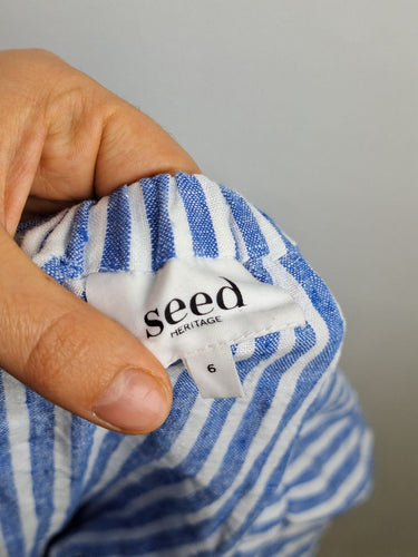 Second-Hand - Seed Nautical Stripe Linen Mini Dress Size 6 - SwapUp