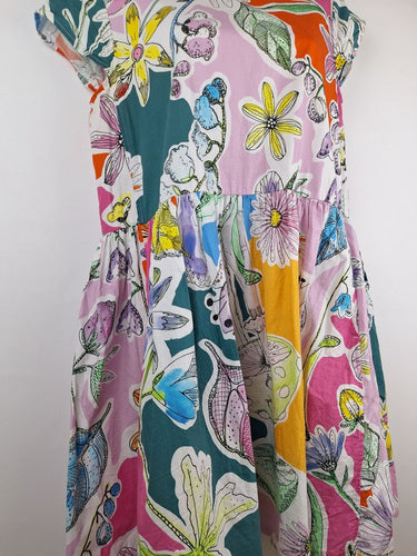 Second-Hand - Gorman Rainbow Watercolour Gathered Midi Dress Size 8 - SwapUp