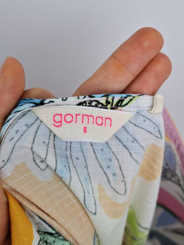 Second-Hand - Gorman Rainbow Watercolour Gathered Midi Dress Size 8 - SwapUp