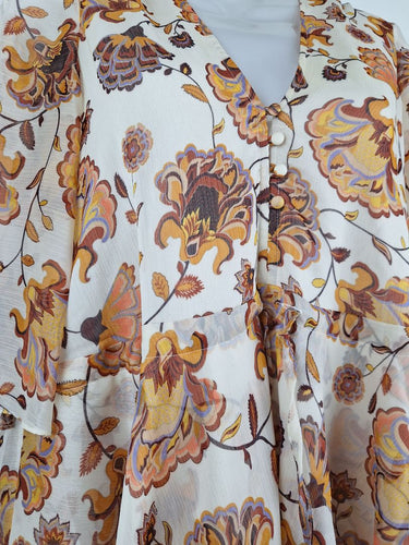Second-Hand - Shona Joy Autumnal Chiffon Layered Floaty Mini Dress Size 8 - SwapUp
