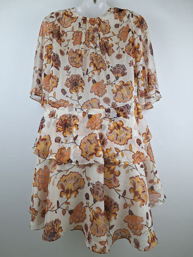 Second-Hand - Shona Joy Autumnal Chiffon Layered Floaty Mini Dress Size 8 - SwapUp
