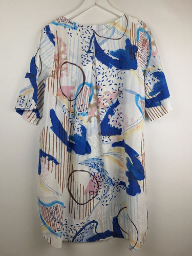 Second-Hand - COS Pastel Abstract Curved Hem Dress Size 8 - SwapUp