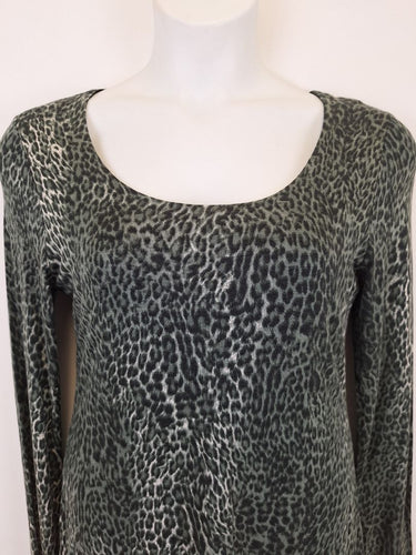 Second-Hand - Karen Kane Khaki Cheetah Jersey Mini Dress Size L - SwapUp