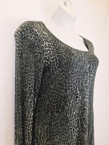 Second-Hand - Karen Kane Khaki Cheetah Jersey Mini Dress Size L - SwapUp