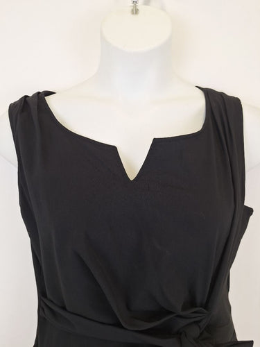 Second-Hand - David Lawrence Classy Tie Front Black Midi Dress Size 14 - SwapUp