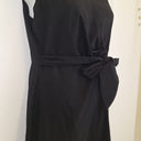 Second-Hand - David Lawrence Classy Tie Front Black Midi Dress Size 14 - SwapUp