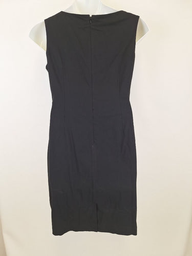 Second-Hand - David Lawrence Classy Tie Front Black Midi Dress Size 14 - SwapUp