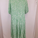 Second-Hand - Alessandra Spring Green Blossom Tiered Linen Dress Size XXXL - SwapUp