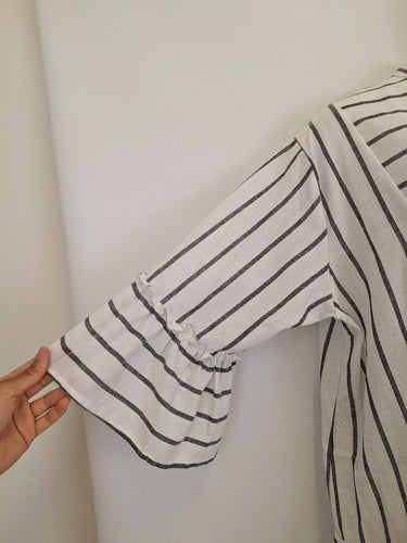 Second-Hand - Assorted Brands Effortless Striped Cotton/Linen Blend Mini Dress Size OSFA - SwapUp