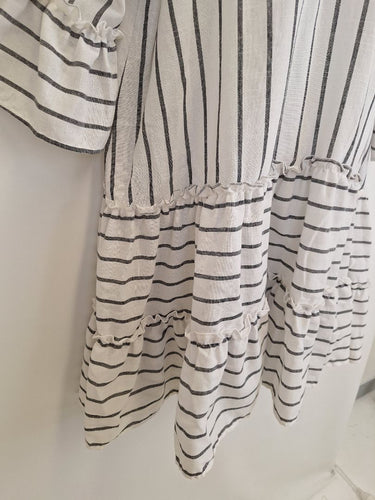 Second-Hand - Assorted Brands Effortless Striped Cotton/Linen Blend Mini Dress Size OSFA - SwapUp