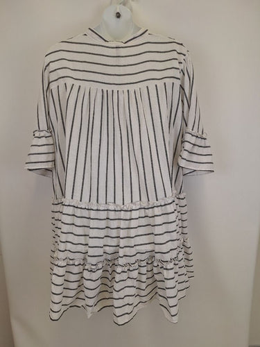 Second-Hand - Assorted Brands Effortless Striped Cotton/Linen Blend Mini Dress Size OSFA - SwapUp
