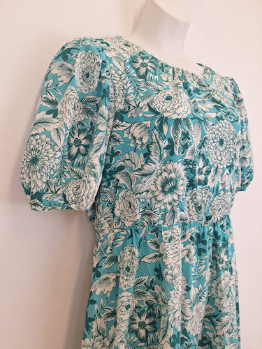 Second-Hand - Review Holiday Charm Aqua Floral Maxi Dress Size 18 - SwapUp