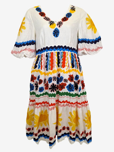 Gorman Sunshine Spring Linen Puff Sleeve Dress Size 12