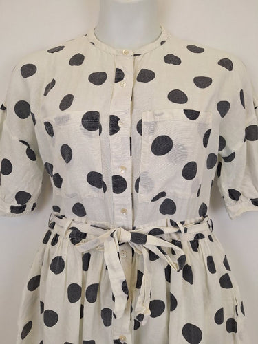 Second-Hand - Frankie + Dash Washed Polka Dot Puff Sleeve Dress Size 16 - SwapUp