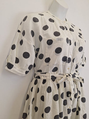 Second-Hand - Frankie + Dash Washed Polka Dot Puff Sleeve Dress Size 16 - SwapUp