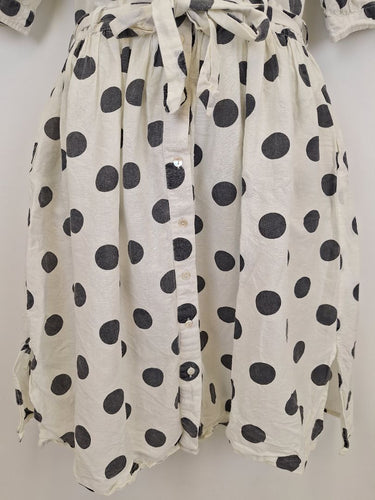 Second-Hand - Frankie + Dash Washed Polka Dot Puff Sleeve Dress Size 16 - SwapUp