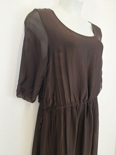 Second-Hand - Assorted Brands Burnt Umber Silk Blend Dress Size OSFA - SwapUp