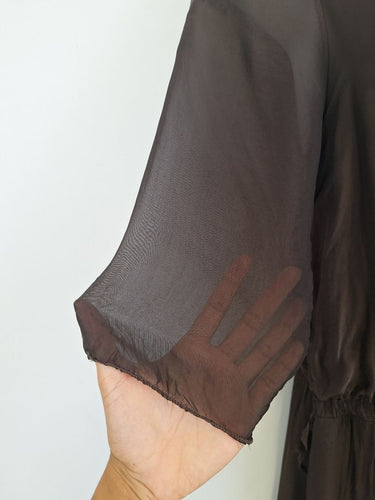 Second-Hand - Assorted Brands Burnt Umber Silk Blend Dress Size OSFA - SwapUp
