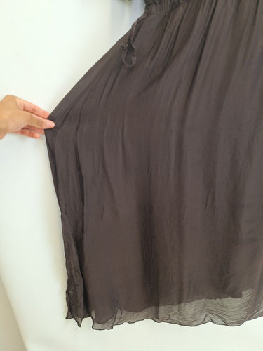 Second-Hand - Assorted Brands Burnt Umber Silk Blend Dress Size OSFA - SwapUp