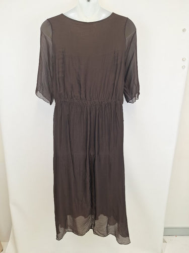 Second-Hand - Assorted Brands Burnt Umber Silk Blend Dress Size OSFA - SwapUp