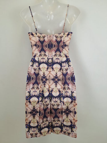 Second-Hand - Saba Patterned Panelled Sleek Midi Dress Size 8 - SwapUp
