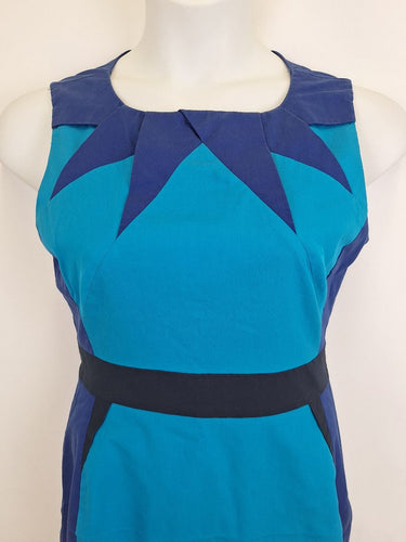 Second-Hand - Karen Millen Tuequoise Block Pencil Mini Dress Size 14 - SwapUp