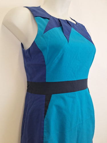 Second-Hand - Karen Millen Tuequoise Block Pencil Mini Dress Size 14 - SwapUp