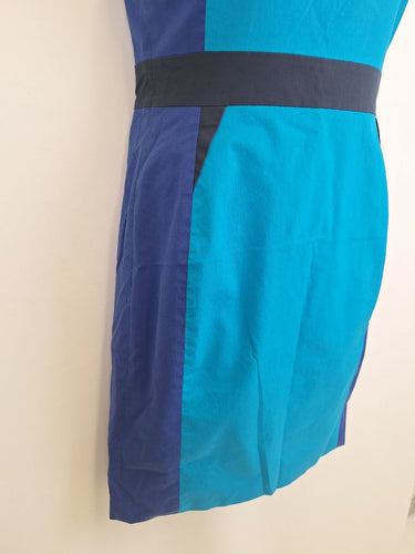 Second-Hand - Karen Millen Tuequoise Block Pencil Mini Dress Size 14 - SwapUp