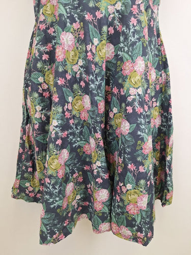 Second-Hand - Revival Dreamy Navy Floral Cotton Midi Dress Size 18 - SwapUp