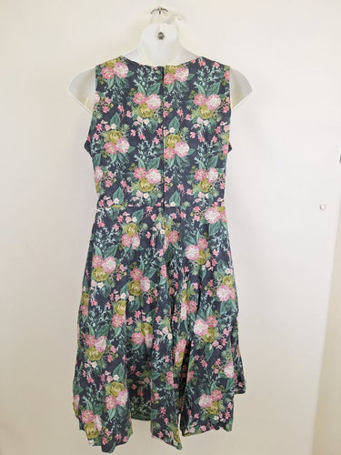 Second-Hand - Revival Dreamy Navy Floral Cotton Midi Dress Size 18 - SwapUp