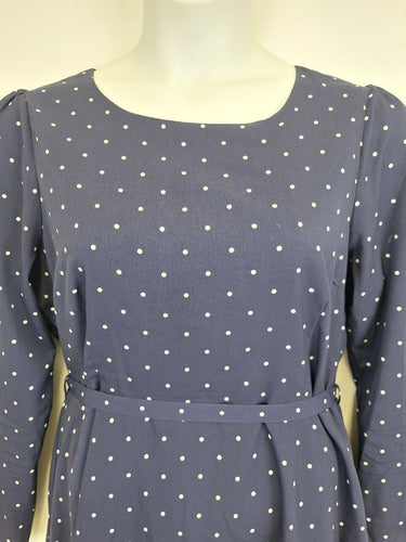 Second-Hand - Princess Highway Everyday Navy Polka Dot Work Midi Dress Size 16 - SwapUp