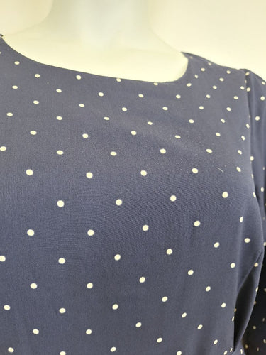 Second-Hand - Princess Highway Everyday Navy Polka Dot Work Midi Dress Size 16 - SwapUp