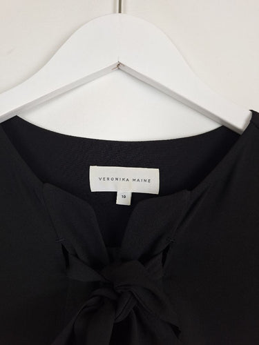 Second-Hand - Veronika Maine Essential Black Tie Up Blouse Size 10 - SwapUp
