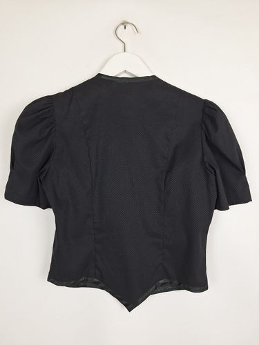Second-Hand - Queen by Christine Boyle Vintage Sweet Heart Collar Puff Sleeved Top Size 10 - SwapUp