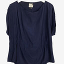 Second-Hand - Queen by Christine Boyle Vintage Navy Boat Neck Cinch Waist Blouse Size S - SwapUp