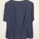 Second-Hand - Queen by Christine Boyle Vintage Navy Boat Neck Cinch Waist Blouse Size S - SwapUp