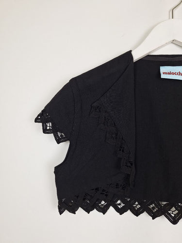 Second-Hand - Maiocchi Dainty Black Preppy Shrug Top Size 8 - SwapUp