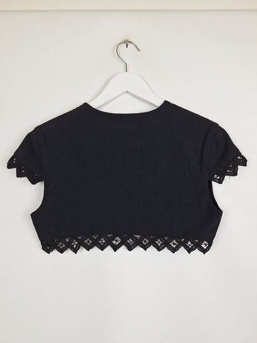 Second-Hand - Maiocchi Dainty Black Preppy Shrug Top Size 8 - SwapUp